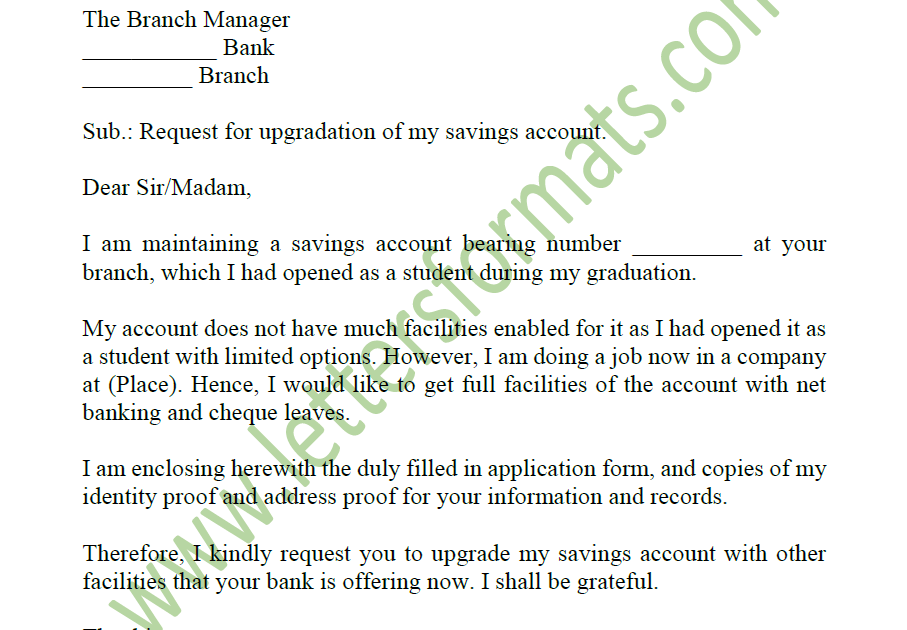 application letter for convert student account to general account
